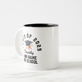 Aangepaste middelbare school afstudeerfeest tweekleurige koffiemok (Voorkant links)