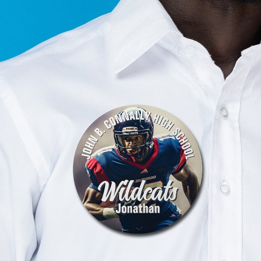 Aangepaste Middelbare School Football Speler Foto  Ronde Button 7,6 Cm