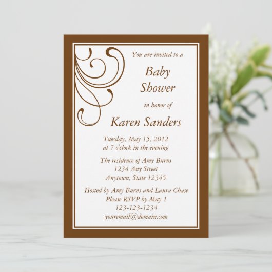 Aangepaste middelgrote bruine uitnodiging - Elegan (Staand voorkant)