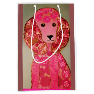 Aangepaste middelgrote tas met wieltjes met roze p medium cadeauzakje