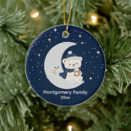 Aangepaste Middernacht Kerstmis | Marineblauw, Zil Keramisch Ornament