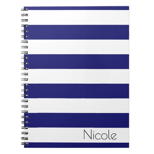 Aangepaste midnight Blue Striped laptop Notitieboek (Voorkant)