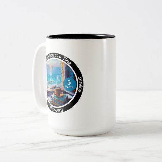 Aangepaste mijlpaal in het herstelgeschenk - Ocean Tweekleurige Koffiemok (Voorkant links)