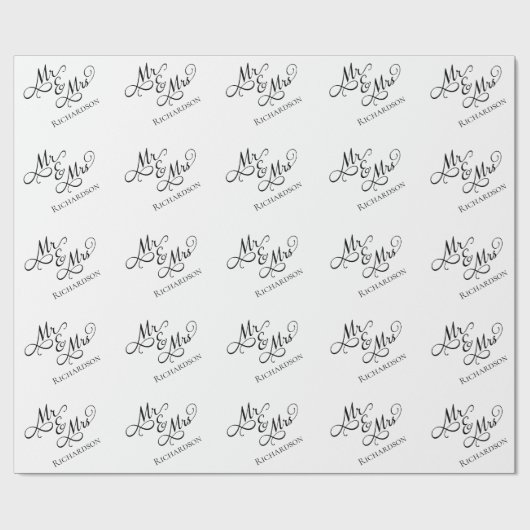 Aangepaste Mijnheer en Mevrouw Cadeaupapier (Vlak)