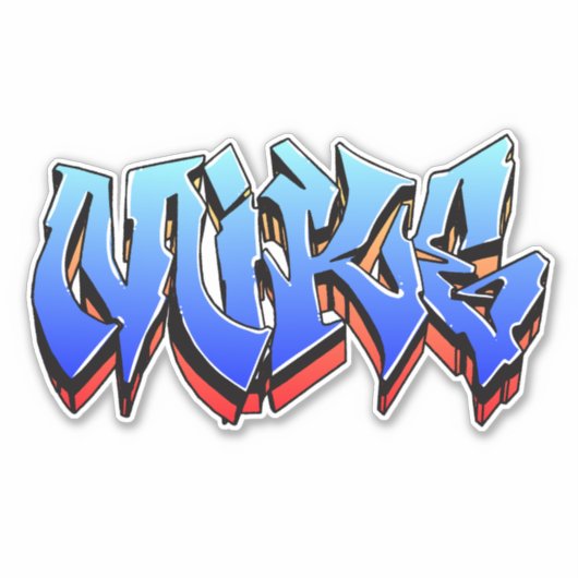 Aangepaste "Mike" graffiti Vinyl Sticker (Voorkant)