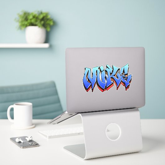 Aangepaste "Mike" graffiti Vinyl Sticker (Laptop op bureau)