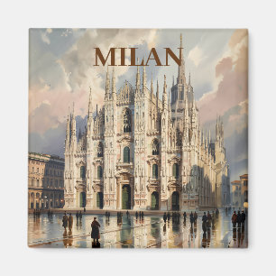 Aangepaste Milan Duomo di Milano Vintage Waterverf Magneet