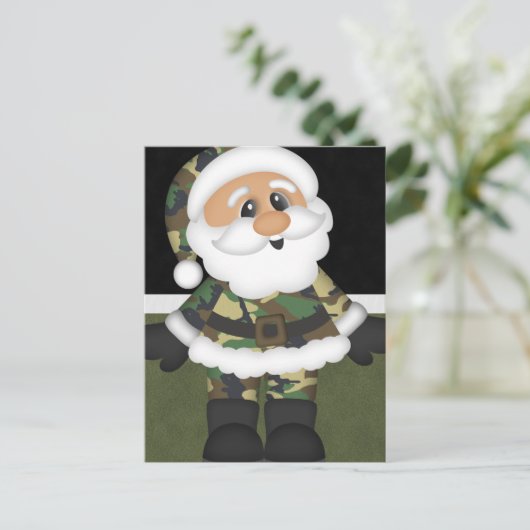 Aangepaste Militaire Soldaat Kerstman Feestdagenkaart (Staand voorkant)