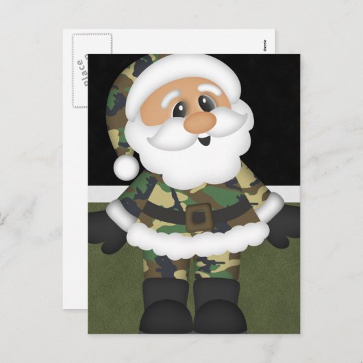 Aangepaste Militaire Soldaat Kerstman Feestdagenkaart (Voorkant / Achterkant)