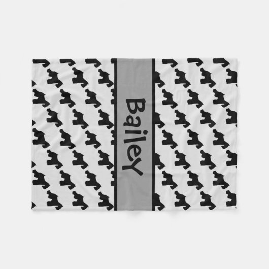 Aangepaste Miniatuur Schnauzer Dog Silhouet Fleece Deken (Voorkant (Horizontaal))