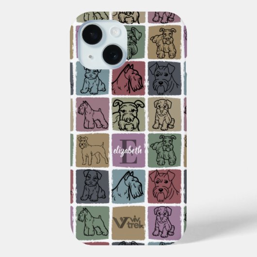 Aangepaste Miniatuur Schnauzer Retro Huisdier Lief Case-Mate iPhone Case (Achterkant)