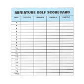 Aangepaste miniatuur sjabloon golfscorecard notitieblok (Voorkant)