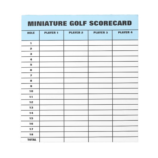 Aangepaste miniatuur sjabloon golfscorecard notitieblok (Voorkant)