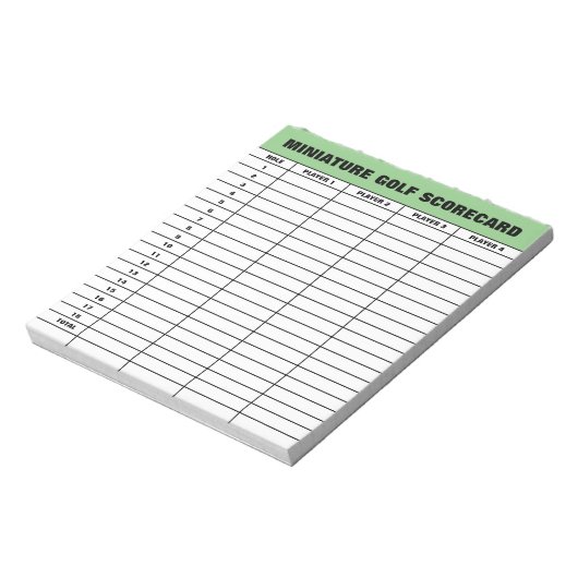Aangepaste miniatuur sjabloon golfscorecard notitieblok (Linkerzijde)