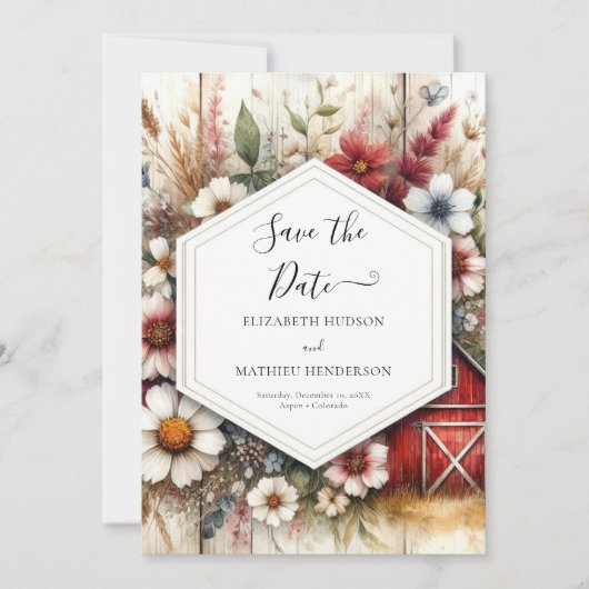 Aangepaste Minimal Barnyard Wedding Save The Date (Voorkant)