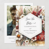 Aangepaste Minimal Barnyard Wedding Save The Date (Voorkant / Achterkant)