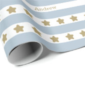 Aangepaste Minimal Stripe Baby Boy Verjaardag met  Cadeaupapier (Rol Hoek)