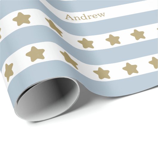 Aangepaste Minimal Stripe Baby Boy Verjaardag met  Cadeaupapier (Rol Hoek)