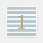 Aangepaste Minimal Stripes Baby Boy Verjaardag ser Servet (Voorkant)
