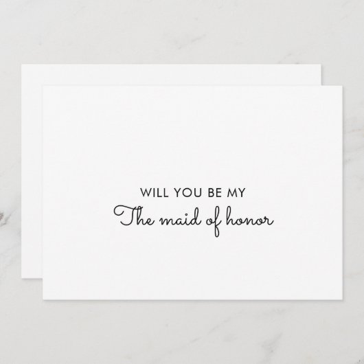 Aangepaste Minimale Bruidsmeisje Voorstel Kaart (Voorkant / Achterkant)