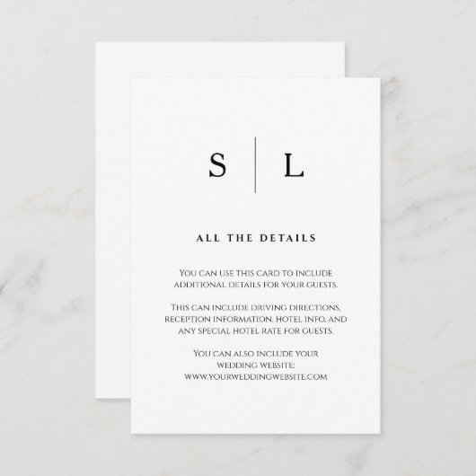 Aangepaste minimale&chique rand |Wedding Guest Det Informatiekaartje (Voorkant / Achterkant)