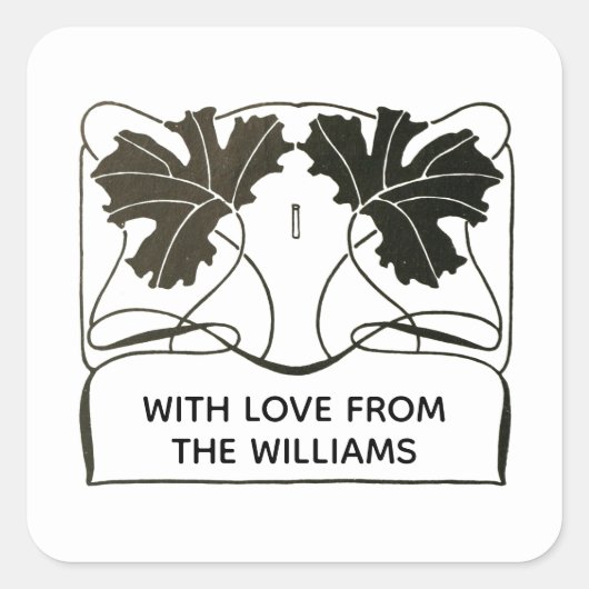 Aangepaste minimale eenvoudige Floral Bow Vierkante Sticker (Voorkant)