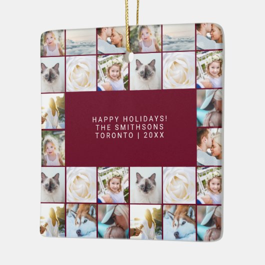 Aangepaste Minimale Eenvoudige Fotocollage Grid Bo Keramisch Ornament (Links)