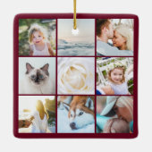 Aangepaste Minimale Eenvoudige Fotocollage Grid Bo Keramisch Ornament (Achterkant)