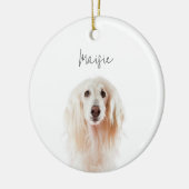 Aangepaste minimale hondenfoto naam cadeau Kerstmi Keramisch Ornament (Links)