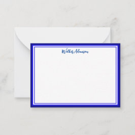 Aangepaste minimale kalligrafie naam & rand marine notitiekaartje