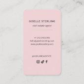 Aangepaste Minimale Moderne Makelaar Roze Roos Visitekaartje (Achterkant)