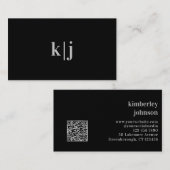 Aangepaste minimale moderne monogram QR Visitekaartje (Voorkant / Achterkant)