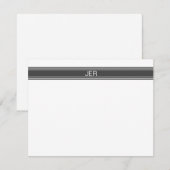 Aangepaste minimale monogram donkergrijze streep notitiekaartje (Voorkant / Achterkant)