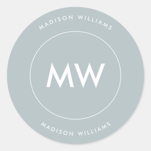 Aangepaste minimale monogram klassieke ronde stick sticker (Voorkant)