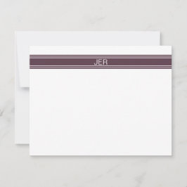 Aangepaste minimale monogram Merlot Streep  Notitiekaartje