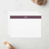 Aangepaste minimale monogram Merlot Streep  Notitiekaartje (Voorkant / Achterkant in situ)