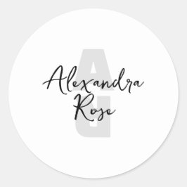 Aangepaste minimale monogramnaam ronde sticker