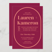 Aangepaste Minimale Ovale Huwelijksuitnodiging Kaart (Voorkant / Achterkant)