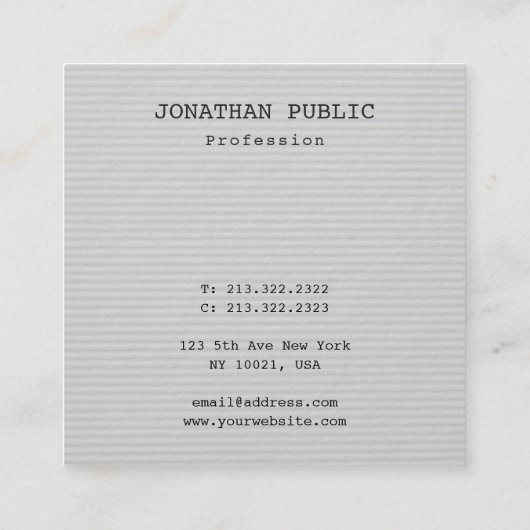 Aangepaste minimale professionele Sjabloon met min Vierkante Visitekaartje (Achterkant)