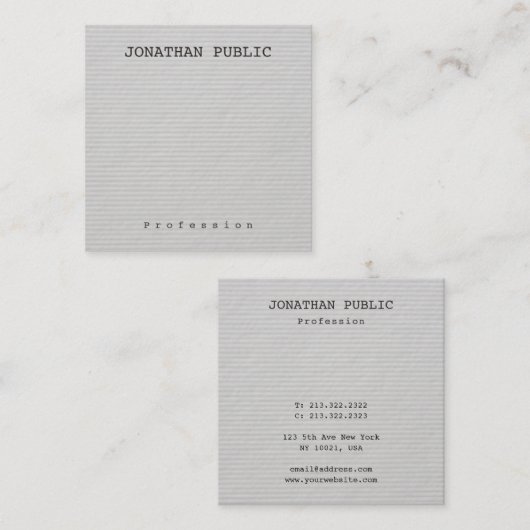 Aangepaste minimale professionele Sjabloon met min Vierkante Visitekaartje (Voorkant / Achterkant)