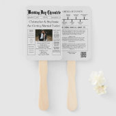 Aangepaste Minimale QR-code Nieuwsblad Trouwprogra Handwaaier (Voorkant en achterkant)