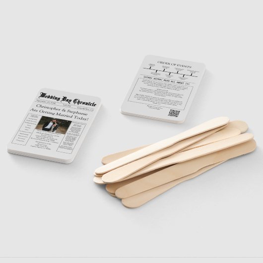 Aangepaste Minimale QR-code Nieuwsblad Trouwprogra Handwaaier (Niet-gemonteerd)