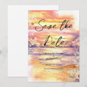 Aangepaste minimale strand bruiloft save the date (Voorkant / Achterkant)