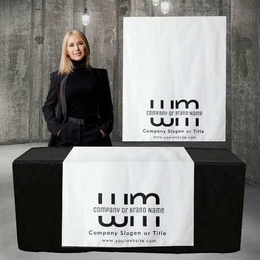 Aangepaste minimale zakelijke tafelbanner wit wandkleed
