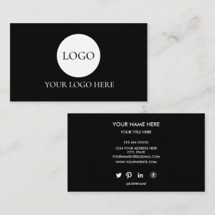 Aangepaste Minimalistische ADD uw logo zwart en wi Visitekaartje