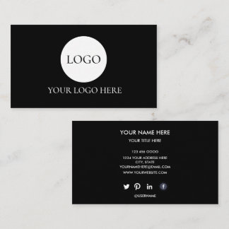 Aangepaste Minimalistische ADD uw logo zwart en wi Visitekaartje