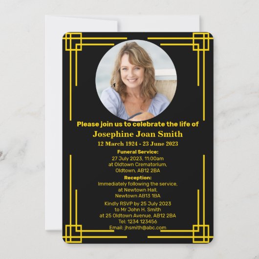 Aangepaste minimalistische Art Deco Lijst begrafen Kaart (Voorkant)