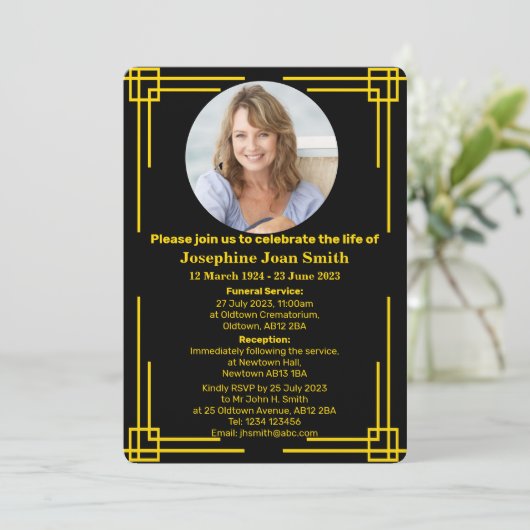 Aangepaste minimalistische Art Deco Lijst begrafen Kaart (Staand voorkant)