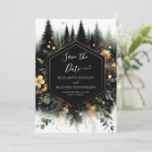 Aangepaste minimalistische betoverde bos bruiloft save the date (Staand voorkant)