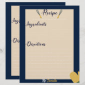Aangepaste minimalistische blauw Culinair Recepten (Voorkant / Achterkant)